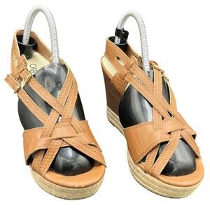 👡 CATO Tan Strappy Espadrille Wedge Sandals Women’s US 4 Boho 90s/Y2K Retro
